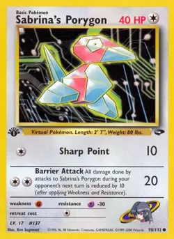 Sabrina's Porygon 098/132 Gym Challenge LP Unlimited - Image 1