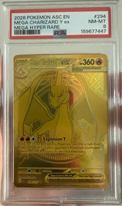 2026 POKEMON ASCENDED HEROES MEGA HYPER RARE #294 MEGA CHARIZARD Y EX PSA 8 - Image 1
