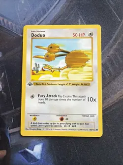 Pokemon 1st Edition Shadowless Doduo 48/102 Rare English Vintage Base LP - Image 1