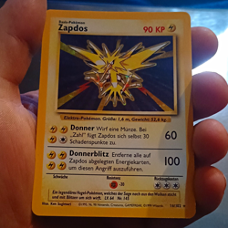Pokemon TCG Zapdos 16/102 Base Set Holo Rare German Unlimited 1999 - Image 1