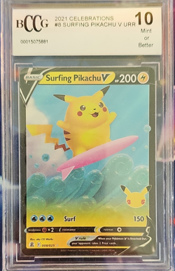 Pokemon Surfing Pikachu V 008/025 Celebrations Holo Ultra Rare BCCG 10 - Image 1