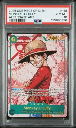 PSA 10 2025 ONE PIECE OP13 CARRYING ON HIS WILL #118 MONKEY D. LUFFY ALT ART - Image 1