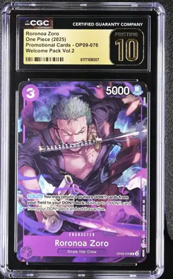 Roronoa Zoro (Welcome Pack Vol. 2) OP09-076 One Piece Promotion Cards CGC 10 - Image 1