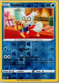 Delibird Chilling Reign 032/198 Common Reverse Holo LP - Pokemon Card - Image 1