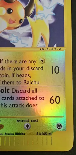 Pokemon Raichu 61/165 Expedition Reverse Holo Rare Card NM Condition - Image 5