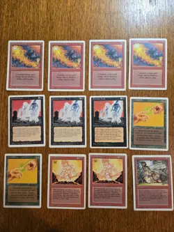 12 Vintage MAGIC THE GATHERING cards Mostly REVISED Edition Red Elemental Blast - Image 1