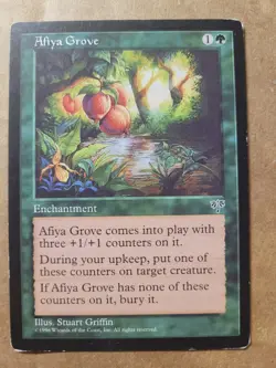 MTG Afiya Grove Mirage Magic the Gathering English Green Rare 1996 LP - Image 1