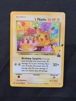 Pokemon TCG Birthday Pikachu 24/53 Celebrations Holo Black Star Promo - Image 1