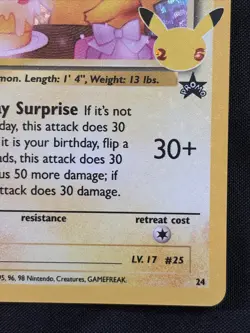Pokemon TCG Birthday Pikachu 24/53 Celebrations Holo Black Star Promo - Image 4