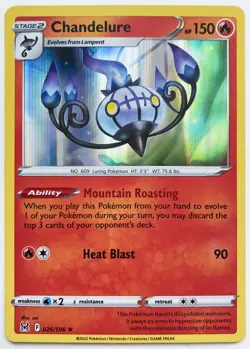 Chandelure 026/196 Swsh11: Lost Origin Holo Pokemon - Image 1