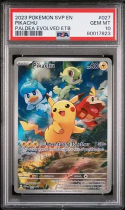 2023 POKEMON SVP EN-SV PALDEA EVOLVED ETB PROMO #027 PIKACHU PSA 10 - Image 1