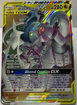 Pokemon Cosmic Eclipse TCG Holo Foil Ultra Rare Arceus & Dialga & Palkia GX - Image 1