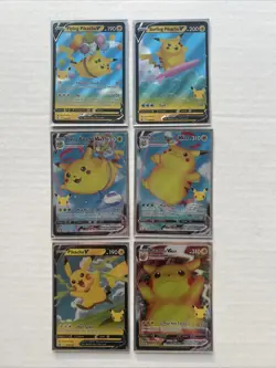 Pokemon TCG 25th Anniversary Pikachu Set Of 6 Near Mint - Image 1