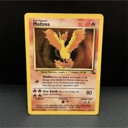 1999 Pokemon TCG Moltres 12/62 Fossil Set Holo Rare Unlimited Edition ENG - Image 1