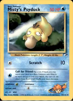 Misty's Psyduck 54/132 Uncommon Gym Heroes Pokemon Unlimited Lightly Played - Image 1