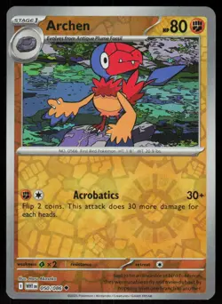 Archen 050/086 Uncommon White Flare Pokemon Reverse Holo Near Mint - Image 1