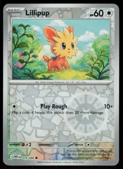 Lillipup 074/086 Common White Flare Pokemon Reverse Holo Near Mint - Image 1
