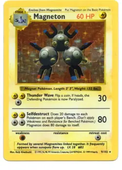 Magneton 9/102 Holo Rare Base Set Shadowless Pokemon Unlimited Holo MP - Image 1