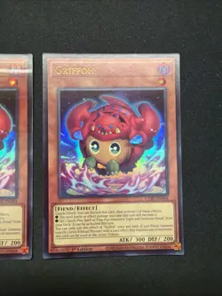 Yugioh Griffoh Ultra Rare CORI-EN004 x2 Near Mint Factory Error On One - Image 3