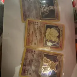 Pokemon TCG Base Set Holo 3-Card Lot Mewtwo Ninetales Alakazam English 1999 HP - Image 1