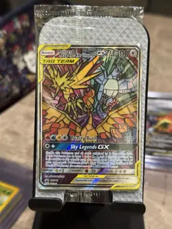Pokemon TCG Moltres Zapdos Articuno GX SM210 Stained Glass Promo Card Sealed - Image 1