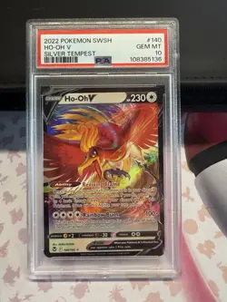Pokemon TCG Ho-Oh v Silver Tempest Holo Ultra Rare Card 140/195 PSA 10 - Image 3