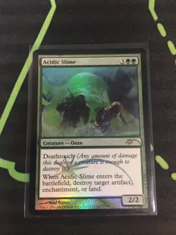 MTG Magic The Gathering Acidic Slime Foil Promo Green Commander - Image 1