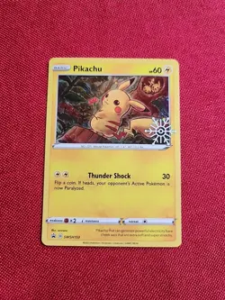 Pikachu SWSH153 Holo Holiday Calendar Snowflake Promo English Pokemon Card NM - Image 1