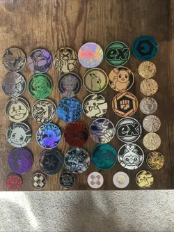 Official Pokemon TCG Coin Lot X38 (No Dup.) - 5 Metal Coins + 4 Metal Counters - Image 1