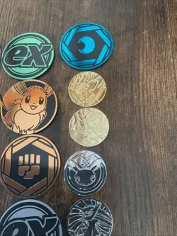 Official Pokemon TCG Coin Lot X38 (No Dup.) - 5 Metal Coins + 4 Metal Counters - Image 2