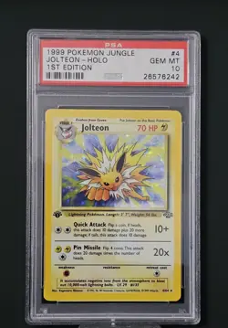 1999 POKEMON JUNGLE 1ST ED #4 JOLTEON-HOLO PSA 10 - Image 3