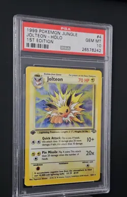 1999 POKEMON JUNGLE 1ST ED #4 JOLTEON-HOLO PSA 10 - Image 4