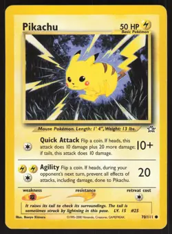 Pikachu 70/111 Common Neo Genesis Pokemon Unlimited Moderately Played - Image 1