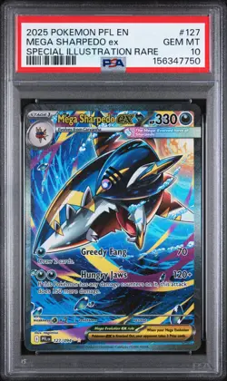2025 POKEMON PFL EN-PHANTASMAL FLAMES #127 MEGA SHARPEDO EX PSA 10 - Image 1