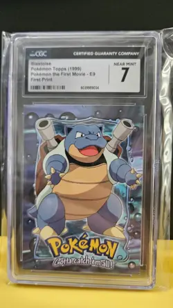 1999 Pokemon Topps The First Movie Blastoise E9 First Print CGC 7 NM Vintage - Image 1