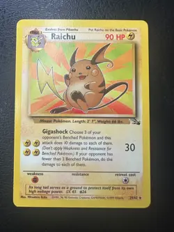 Raichu 29/62 Rare NM Fossil Unlimited Pokemon - Image 1