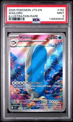 2025 POKEMON JTG EN-JOURNEY TOGETHER #162/159 WAILORD ILLUSTRATION RARE PSA 9 - Image 1