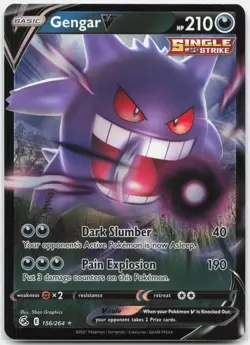 Gengar V 156/264 Holo V Rare Fusion Strike Pokemon Holo Near Mint - Image 1