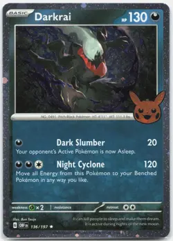 Darkrai (Cosmos Holo) 136/197 Holo Rare Trick or Trade BOOster 2024 Pokemon NM - Image 1