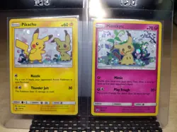 Pokemon SM162 Pikachu & SM163 Mimikyu Sun & Moon Team Up Black Star Promo Set - Image 1