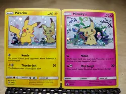 Pokemon SM162 Pikachu & SM163 Mimikyu Sun & Moon Team Up Black Star Promo Set - Image 2