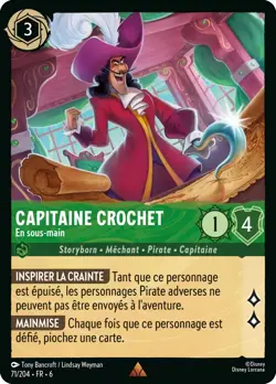 Carte Disney Lorcana Chapitre 6 Capitaine Crochet - En sous-main 071/204 Rare FR - Image 1