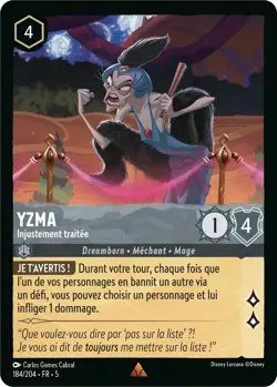 Carte Disney Lorcana Chapitre 5 Yzma - Injustement traitee 184/204 Rare FR - Image 1