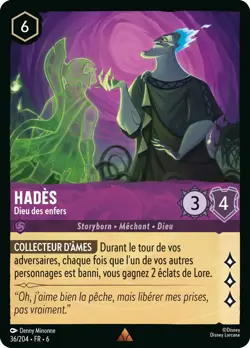 Carte Disney Lorcana Chapitre 6 Hades - Dieu des enfers 036/204 Rare FR - Image 1