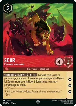 Carte Disney Lorcana Chapitre 6 Scar - Chasseur sans cœur 127/204 Super Rare FR - Image 1