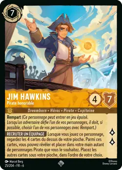 Carte Disney Lorcana Chapitre 6 Jim Hawkins-Pirate honorable 025/204 Super Rare - Image 1
