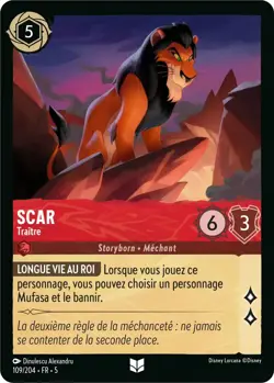 Carte Disney Lorcana Chapitre 5 Scar - Traitre 109/204 Peu Commune FR - Image 1