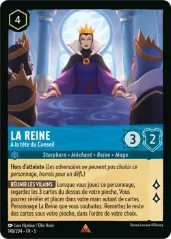 Carte Disney Lorcana Chapitre 5 La Reine - A la tete du Conseil 148/204 Rare FR - Image 1