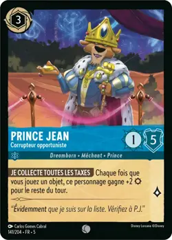 Carte Disney Lorcana Chapitre 5 Prince Jean - Corrupteur opportuniste 141/204 FR - Image 1