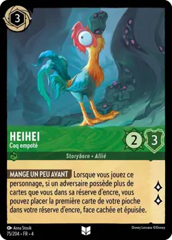 Carte Disney Lorcana Chapitre 4 HeiHei - Coq empote 075/204 Peu Commune FR - Image 1